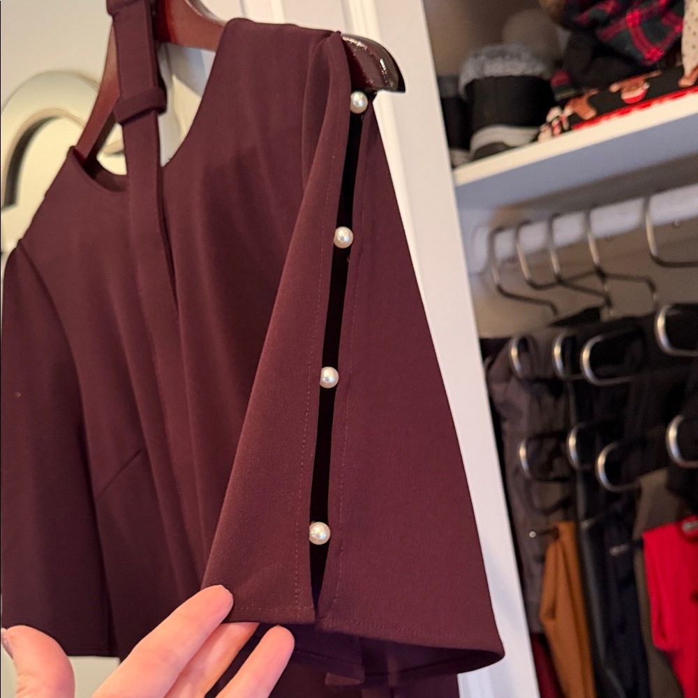 Roz & Ali Deep Burgundy Long Sleeve Dress - Picture 2 of 4